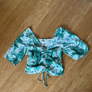 H&M Green Leaf Print Crop Top